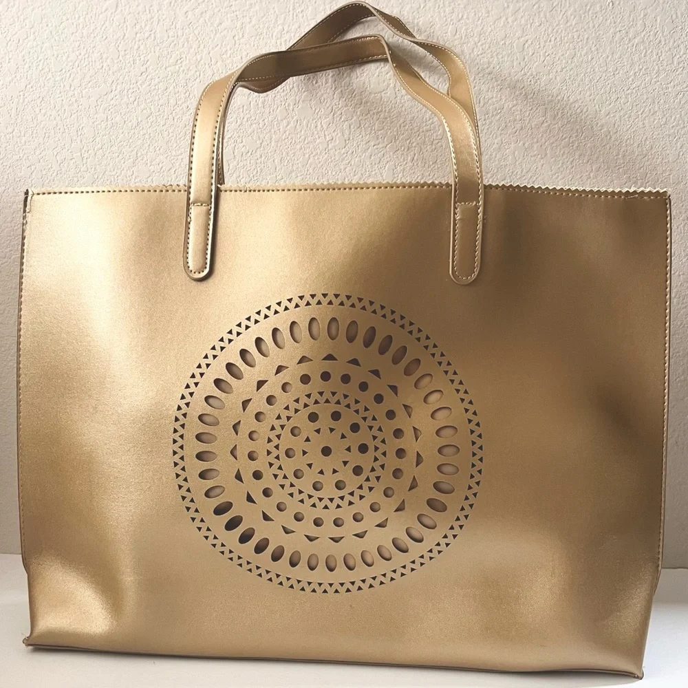 Neiman marcus XL gold tote